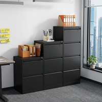 Archivador Lateral de Acero Negro de 3 Cajones Huadu Furniture con Sistema de Cierre para Almacenamiento en Oficinas Comerciales, Venta al Por Mayor