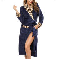 Peignoir pour femme en flanelle polaire à imprimé léopard de qualité supérieure, 100% polyester, fabrication sur mesure, vente en gros, luxe, thermique, ODM, pour l'hiver