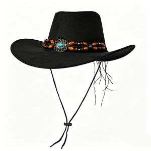 <b>Western</b> Cowboy Bucket <b>Hat</b> UPF50+ UV Protection Wide Brim Sun <b>Hat</b> with Wind Lanyard for Outdoor Travel - Product Image 3