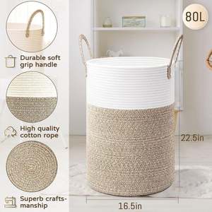 2 шт. Складные пластиковые корзины для белья подвесные, имитация ротанга, многофункциональные, промышленные, белые, коричневые - Product Image 6