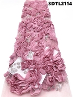 Dentelle brodée de tulle perlée bleu marine de luxe avec fleurs 3D de qualité supérieure et sequins pour robes de mariée des Philippines