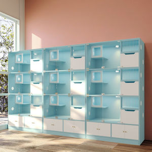 बिल्लियों के लिए वेंटिलेशन और ऐक्रेलिक दरवाजे के साथ सुरक्षित और आरामदायक बड़े मल्टी-लेयर बिल्ली बोर्डिंग कैबिनेट - Product Image 2