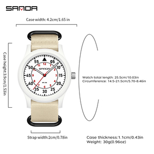 SANDA 3268 นาฬิกาควอทซ์สำหรับนักเรียนทุกเพศ สายไนลอนกันน้ำแบบเงียบสำหรับการสอบ - Product Image 5