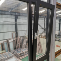 Ventanas de vidrio de aluminio Ventanas de doble acristalamiento para baño para proyecto y Villa Ventana colgada individual superior con vidrio fijo
