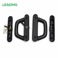 Ensemble de poignées de porte coulissante double ouverture en aluminium noir, avec serrure à cylindre clé, poignée carrée ou ronde, vente directe usine
