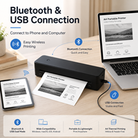 Impresora Térmica Portátil A4 sin Tinta con Bluetooth y Conexión a PC, Impresión en Papel de Varios Tamaños para Oficina y Uso en Tatuajes