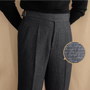 Bán buôn Polyester pha trộn len vải 480-500gsm cho phù hợp với áo sơ mi màu xanh hải quân trắng len pha trộn vải - Product Image 3