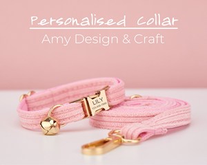 ชุดสายจูงผูกโบว์ปลอกคอสุนัขและแมวขนาดเล็กผ้าลูกแมวสลักชื่อลูกแมวกระดิ่งทองกระดิ่งสัตว์เลี้ยงสีชมพูอ่อน - Product Image 4