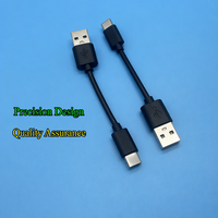 Kabel Pengisian Daya Tipe-C Pendek Panjang 10cm PVC Ramah Lingkungan Kabel Pengisian Cepat USB-ke-Tipe-C Berkualitas Tinggi 2A Hitam