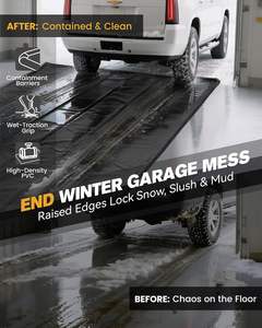 Tapis de garage, tapis de confinement pour sous la voiture avec bord surélevé, imperméable, antidérapant, PVC robuste pour le sol contre la <span class=keywords><strong>neige</strong></span> - Product Image 2