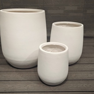 Modern Contemporary Luxury Fiber Clay Hand Carved Durable Lightweight Eco-Friendly Black Floor Planter 100-150L Shopping Mall - Product Image 3