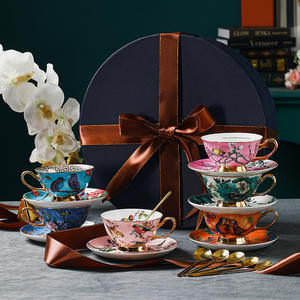 European-style Ceramic Bone China Coffee Cup and Saucer Set, Retro British Afternoon <b>Tea</b> Set, <b>Tea</b> Cup <b>Gift</b> Box Set - Product Image 2