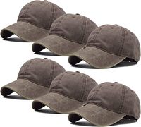 Paquete de 6 Gorras de Béisbol Unisex Vintage Deportivas de Sarga Lavada y Desgastada de Algodón, Suaves, Sin Estructura, Lisas, Ajustables, Estilo Dad Hat