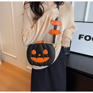 Sac à main Halloween fantôme effrayant citrouille fille en PU souple bandoulière fermeture éclair cadeau Trick or Treat accessoire femme - Product Image 6