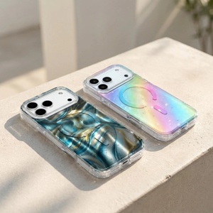 Custodia per telefono IMD Rainbow Gradient Laser trasparente per <span class=keywords><strong>iPhone</strong></span> 18 17 16 15 14 Pro Max, magnetica, anti-ingiallimento, colorata - Product Image 6