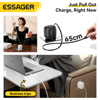 Chargeur rapide USB Type C 65W Essager ES-CD60 PPS 3 ports rétractables PD 65W pour téléphone portable, ordinateur portable, Lenovo, Dell