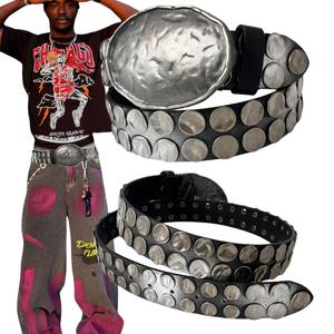 <span class=keywords><strong>Ceinture</strong></span> en cuir PU décontractée style rock et hip-hop, cloutée, personnalisée, vintage, punk, pour hommes et femmes, 118 cm - Product Image 2