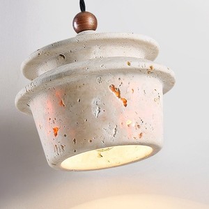 Lampe suspendue en travertin Wabi Sabi, lampe suspendue vintage en pierre pour chambre à coucher, salle à manger - Product Image 4