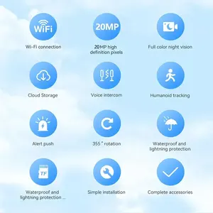 Cámara WiFi con Zoom 16X, 20MP CCD, Cuatro Lentes, Vista Exterior de 360°, IP66 Impermeable, Visión Nocturna, Intercomunicador Bidireccional, Detección de Movimiento con Giro e Inclinación - Product Image 6