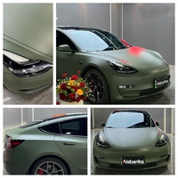 Película Protectora de Pintura (PPF) Verde Mate para Autos, TPU Autoregenerable, Color Verde Caqui Metálico Satinado, Antiarañazos, Venta al Por Mayor de Fábrica