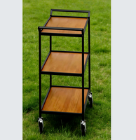 Table d'appoint roulante de style mid-century, chariot mobile avec 3 étagères, table d'appoint de canapé, étagère de rangement, salon, salle à manger, cadre en métal