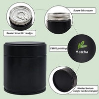 OEM boîtes rondes en métal de qualité alimentaire 30g 50g pour thé Matcha boîte hermétique à bouchon vissé Matcha poudre café boîte d'emballage