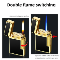 Briquet à double flamme DEBANG Langsheng, torche et flamme douce commutables, rechargeable au butane, briquet sonore en résine pour artisanat, cadeaux de luxe