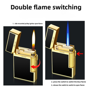 Briquet à double flamme DEBANG Langsheng, torche et flamme douce commutables, rechargeable au butane, briquet sonore en résine pour artisanat, cadeaux de luxe - Product Image 5