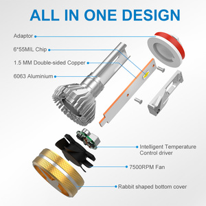 Proyector LED para Automóvil, 12 V, Blanco, IP68, Impermeable, 10000 Lúmenes, Kit de Conversión de Faros Delanteros 9005, Lente Bifocal, 80 W, X5/A3/A4 - Product Image 5