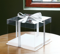 Boîte à gâteau transparente carrée haute pour animaux de compagnie, mariage, anniversaire, fête, cadeau