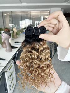 Extensions de Cheveux Humains Remy Ondulés Effet Mouillé 12 Pouces, Couleur Ombrée 1B 27 Noir Blond Miel <span class=keywords><strong>Bobbi</strong></span> - Product Image 2