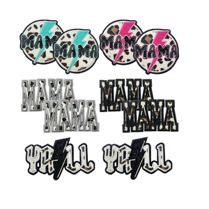 Großhandel 3D-Pailletten Bestickte PVC Mama Star Aufnäher zum Aufbügeln Glitzer Leopardenmuster für T-Shirts Hoodies Hüte aus Filzstoff - Product Image 1