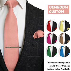 Conjunto de <span class=keywords><strong>Corbata</strong></span> y Pañuelo de Bolsillo para Hombre, Tejido Sólido, Varios Colores, para Traje de Boda, Certificado OEKO-TEX Standard 100 - Product Image 1