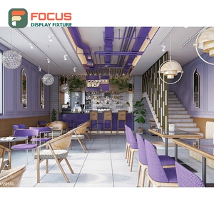 Commercial Cafe Service <b>Counter</b> Laminate Wood Finish Barista Service Zone Storefront Service <b>Counter</b> - Product Image 1