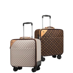 Valise à roulettes vintage à carreaux de 16 pouces en PU léger, unisexe, durable, moderne et portable - Product Image 1