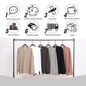 T-shirt décontracté à manches longues pour homme, col rond, coupe ample, en tissu gaufré respirant de haute qualité, 330g - Product Image 5