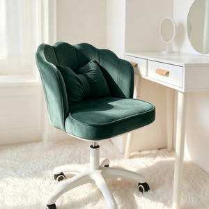 Velvet <b>Vanity</b> <b>Chair</b> Swivel Makeup Stool with Backrest Adjustable Height Rolling Seat for Bedroom Dressing Table - Product Image 1