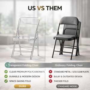 <span class=keywords><strong>Chaises</strong></span> de jardin pliantes en résine transparente style Wimbledon, portables pour événements extérieurs et mariages - Product Image 6