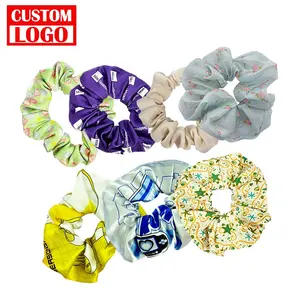  ยอดนิยมผูกผมสบาย Scrunchie โพลีเอสเตอร์รูปร่างมาตรฐาน Scrunchies สีสันสดใส