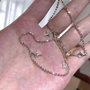 สร้อยคอเงินแท้ S925 ประดับเพชรสามเม็ด ดีไซน์พู่ห้อย  แบบอเนกประสงค์  ชุบแพลตตินัม  สร้อยคอประดับกระดูกไหปลาร้า  ดีไซน์หวาน เรียบง่าย  เครื่องประดับเฉพาะกลุ่ม - Product Image 5