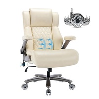 Grande chaise de bureau d'ordinateur de direction marron à dossier haut avec roues en caoutchouc Chaise de bureau ergonomique rembourrée épaisse pour les maux de dos