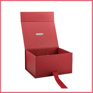 Customized Cardboard <b>Packing</b> Box Carton Box Red <b>Paper</b> Gift Box Apparel Cosmetic Packaging Box with Ribbon Closure - Product Image 3