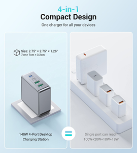 Chargeur d'ordinateur portable GaN 140W, charge rapide, station de bureau 4 ports USB C USB A PD100W, adaptateur secteur, chargeur rapide pour MacBook iPhone - Product Image 6