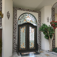 Portes en fer forgé à double battant LINCAI, dernières nouveautés, avec vitrage, en acier inoxydable, pour entrée commerciale moderne, extérieur, antivol, garantie 1 an