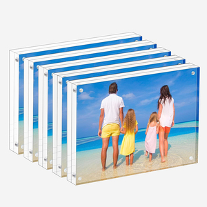 Cadre <span class=keywords><strong>photo</strong></span> en acrylique 4x6 pouces, double face, transparent, sans cadre, avec aimants, pour bureau - Product Image 1