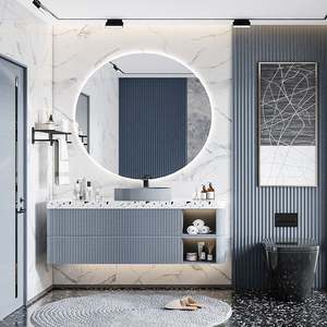 Bathroom Basin Luxury Cabinet with Basin Waterproof Bathroom Vanity Modern Set Floating Wood Blue Bathroom Sink with Vanity - Product Image 2