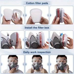 Masque respiratoire pour moto 6200, qualité industrielle, protection contre la peinture en aérosol, filtre à fumée chimique, anti-poussière - Product Image 6