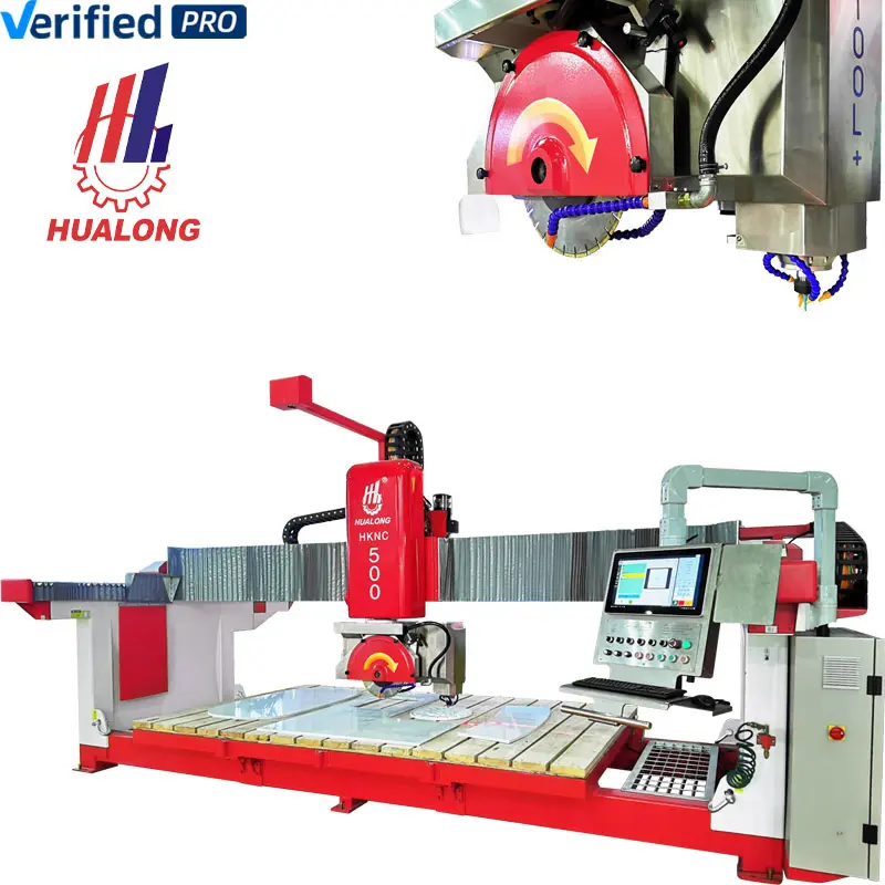 Hualong 기계 HKNC-500 5 축 화강암 싱크대 구멍 절단 조각 라우터 대리석 커터 5 축 다리 톱 cnc 돌 기계