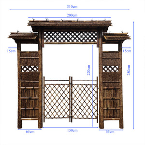 Bamboo Gate Bamboo Fence Villa Garden Oriental Style Rot Proof Custom Made Carbonized Color Rectangle Fencing Trellis Gates - Product Image 5