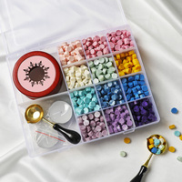 Kit de sceau de cire avec boîte de rangement, tampon de sceau de cire personnalisable, perles de cire, tête de sceau en cuivre, coffret cadeau